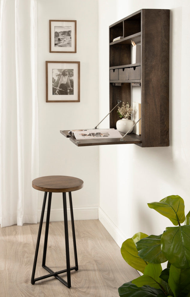 Georgie Wall Hanging Desk, Rustic Brown, 26x6x30