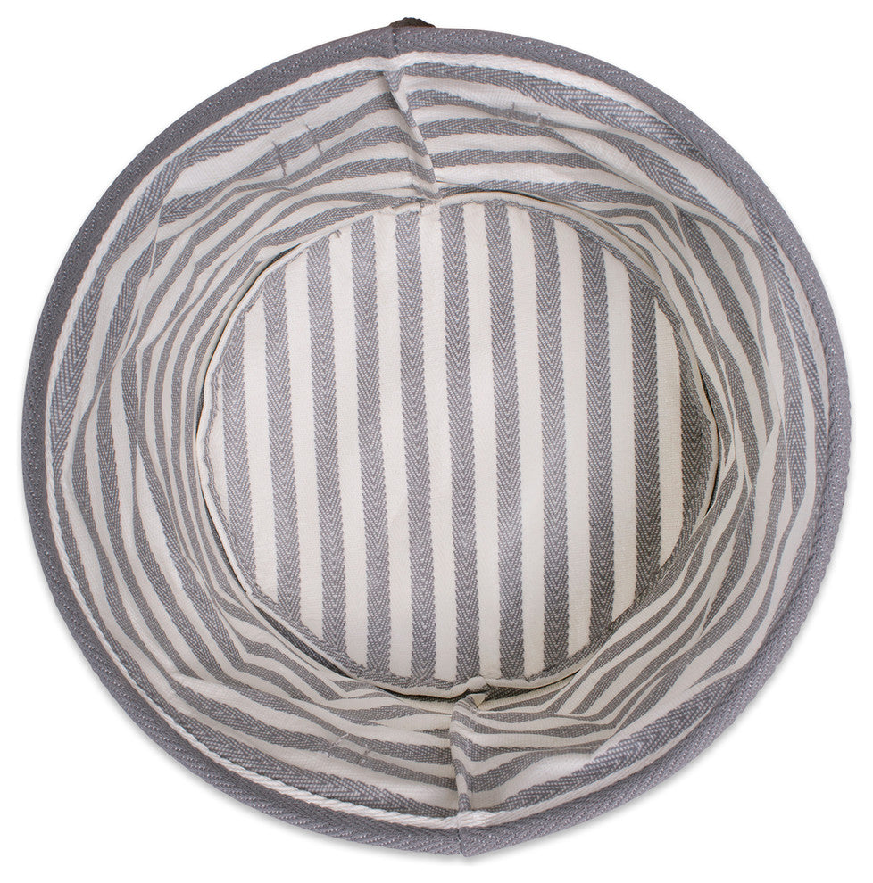 Pe Coated Herringbone Woven Cotton Laundry Bin Stripe Black Round Set/2