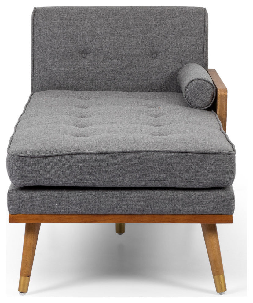 Haddie Fabric Chaise Sectional, Gray and Dark Walnut
