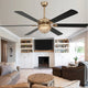 65" Modern Crystal Ceiling Fan with Dimmable LED Light and Remote, Black