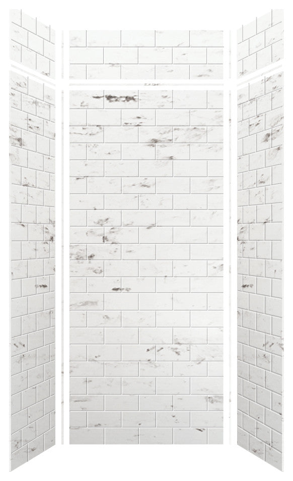 Transolid SaraMar 36"x36"x96" 6-Piece Shower Wall Kit, White Venito