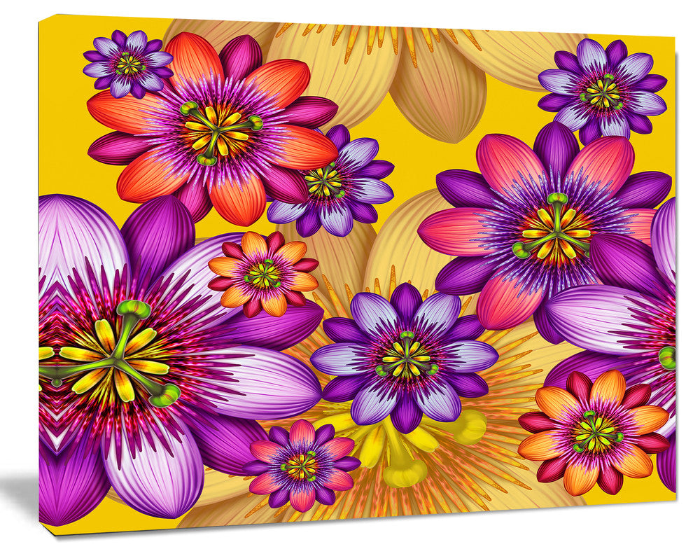 Passion Flowers Pattern, Floral Canvas Art Print, 20"x12"