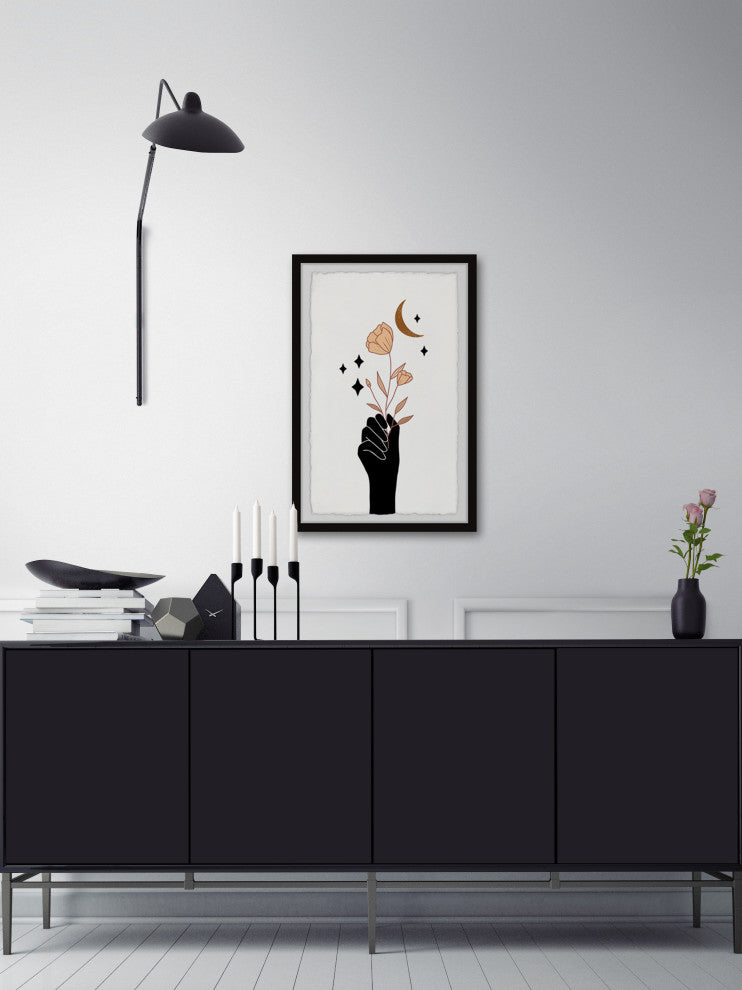 "Moon and Flower" Framed Painting Print, 30x45