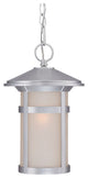Brushed Silver Round White Glass Hanging Light