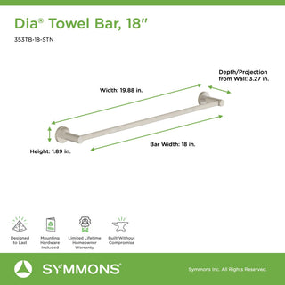 Dia 18 Inch Towel Bar with Mounting Hardware, Satin Nickel