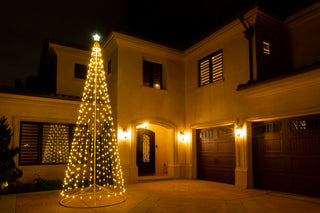 Outdoor Warm White LED Cone Tree With Collapsible Base and Wireless Remote, 12 F