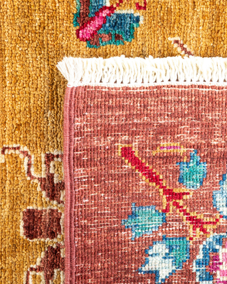 Eclectic, One-of-a-Kind Hand-Knotted Area Rug Yellow, 6' 0" x 8' 10"