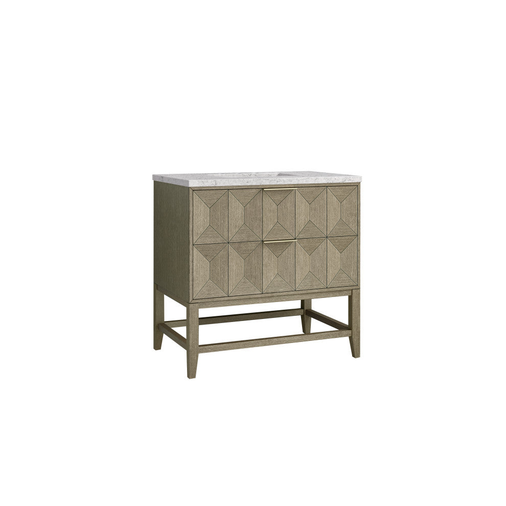 Emmeline 36" Single Vanity, Pebble Oak, Eternal Jasmine Pearl