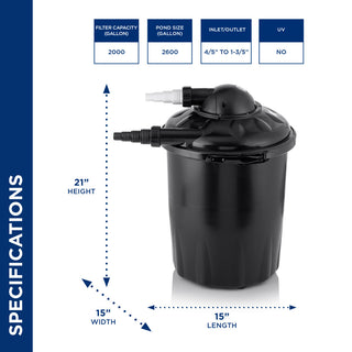 Pressure Filter 2000 Gallon Without UVC