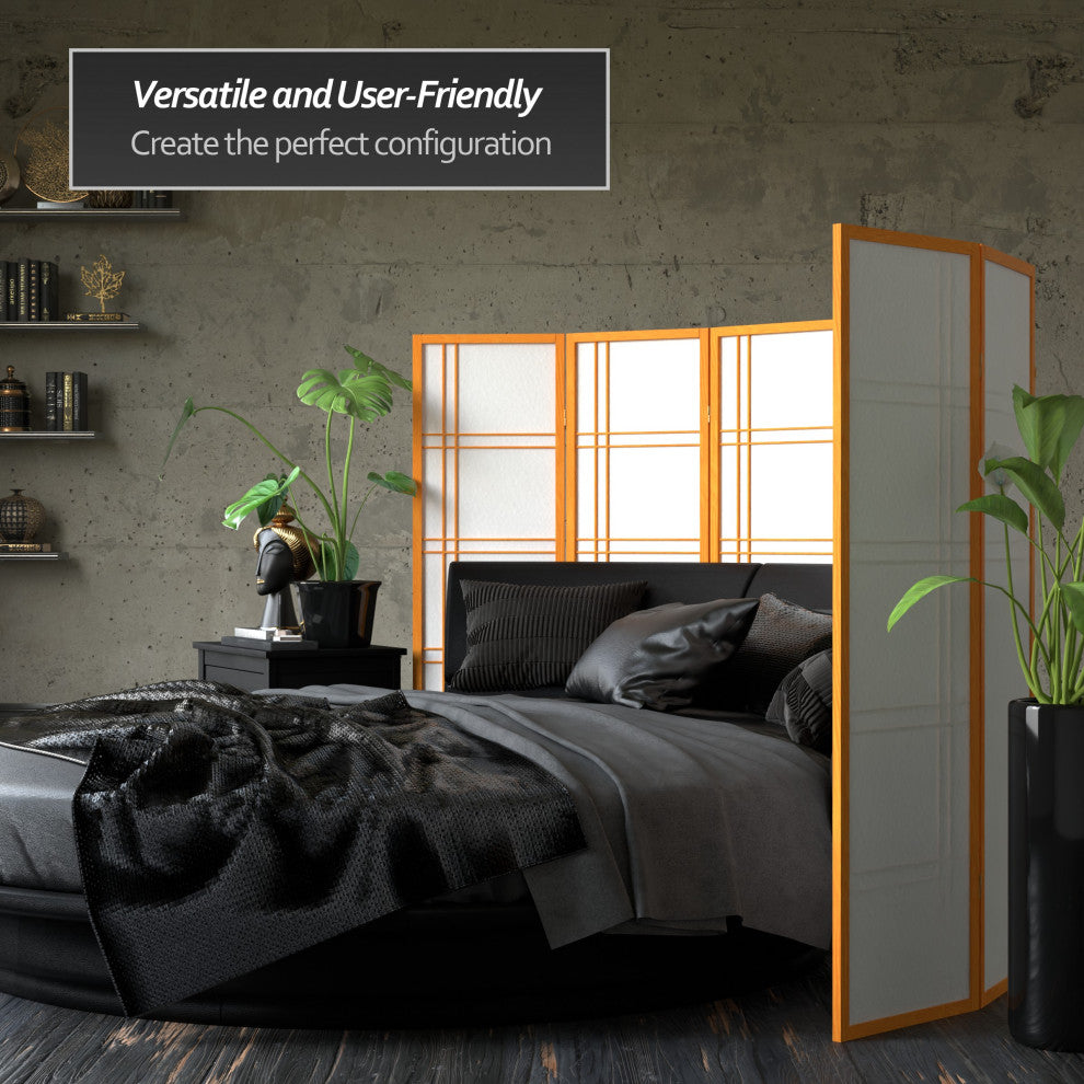 5'' Tall Double Cross Shoji Screen, Honey, 6 Panels