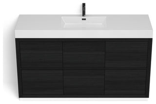 Boutique Bath Vanity, Black, 60", Single Sink, Freestanding