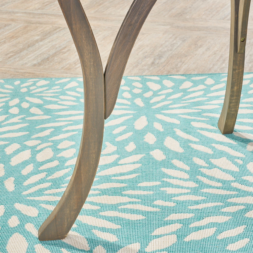 GDF Studio Adn Outdoor 47" Round Acacia Wood Dining Table, Gray