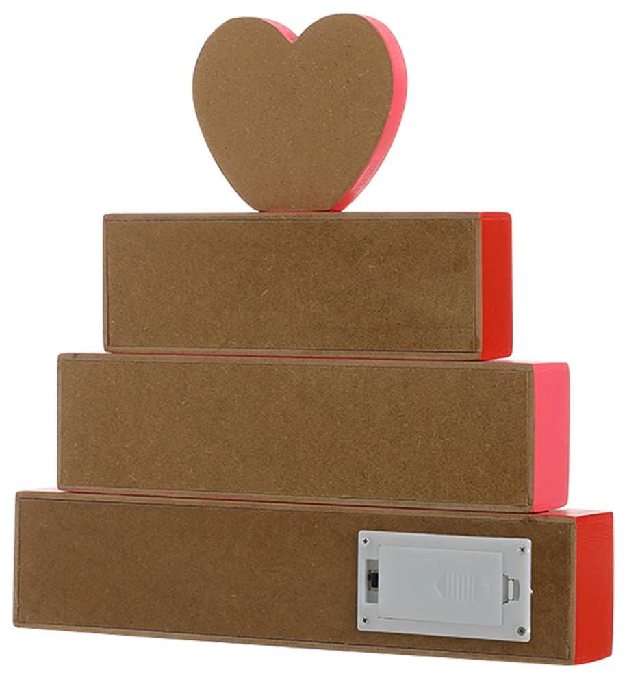 11.25" Lighted Valentine's Wooden Block Table Sign