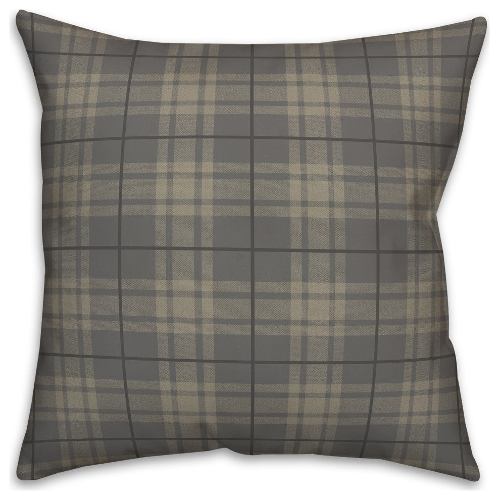 Dark Gray Plaid 18x18 Spun Poly Pillow