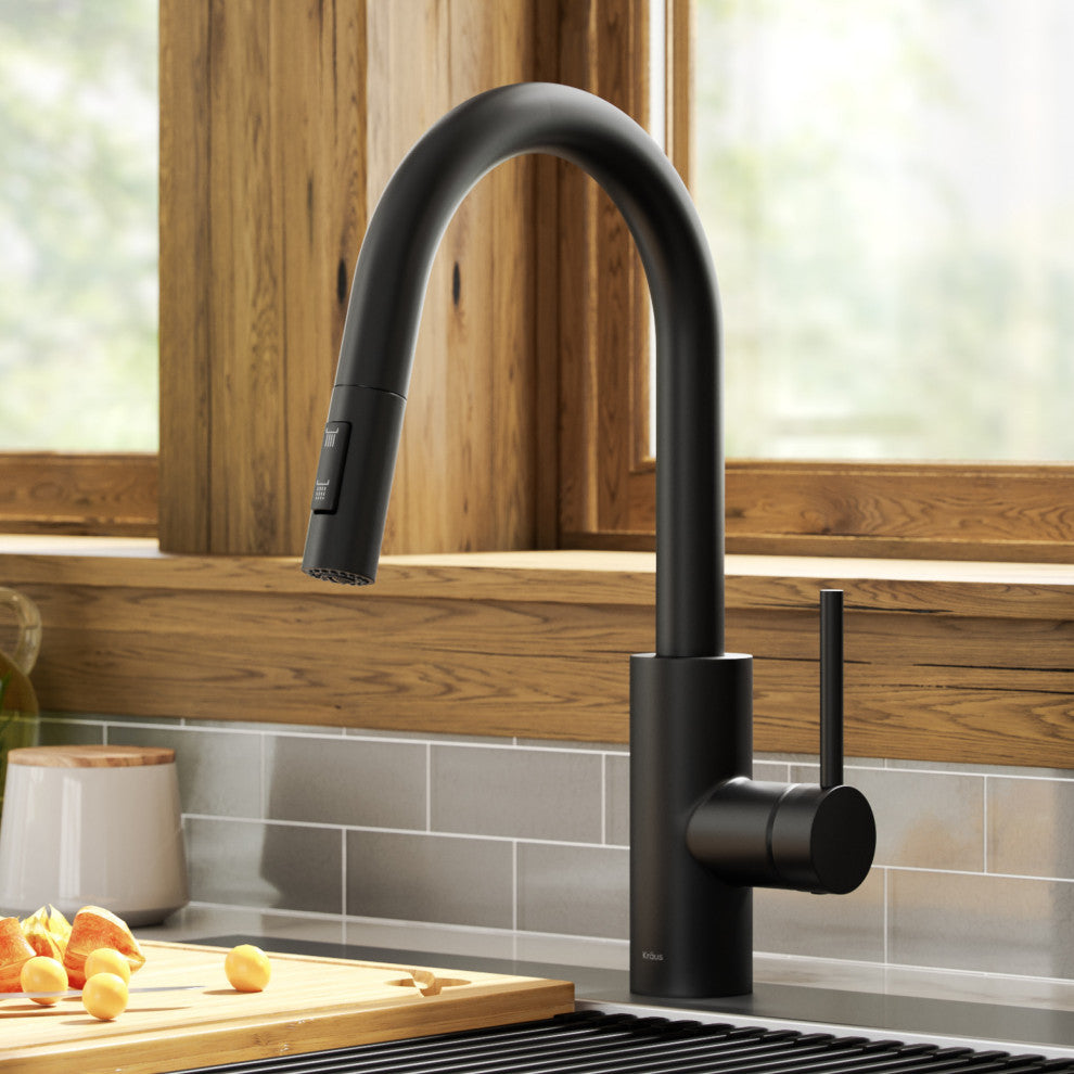 Oletto Pull-Down 1-Hole Kitchen Faucet, Matte Black