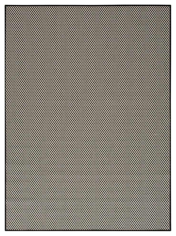 Nourison Courtyard 6' x 9' Black White Modern Rug