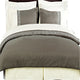 Astrid Embroidered Microfiber Duvet Cover Set, Taupe and Beige, Full/Queen