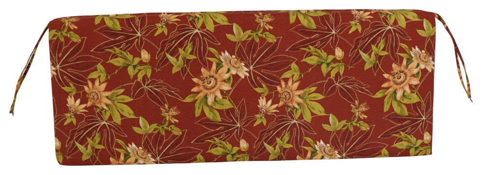 51"X19" Patterned Outdoor Spun Polyester Loveseat Cushion, Passion Ruby