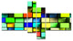 Colored 3D Cubes Wall Design, Abstract Canvas Art Print, 60"x32", 4 panels