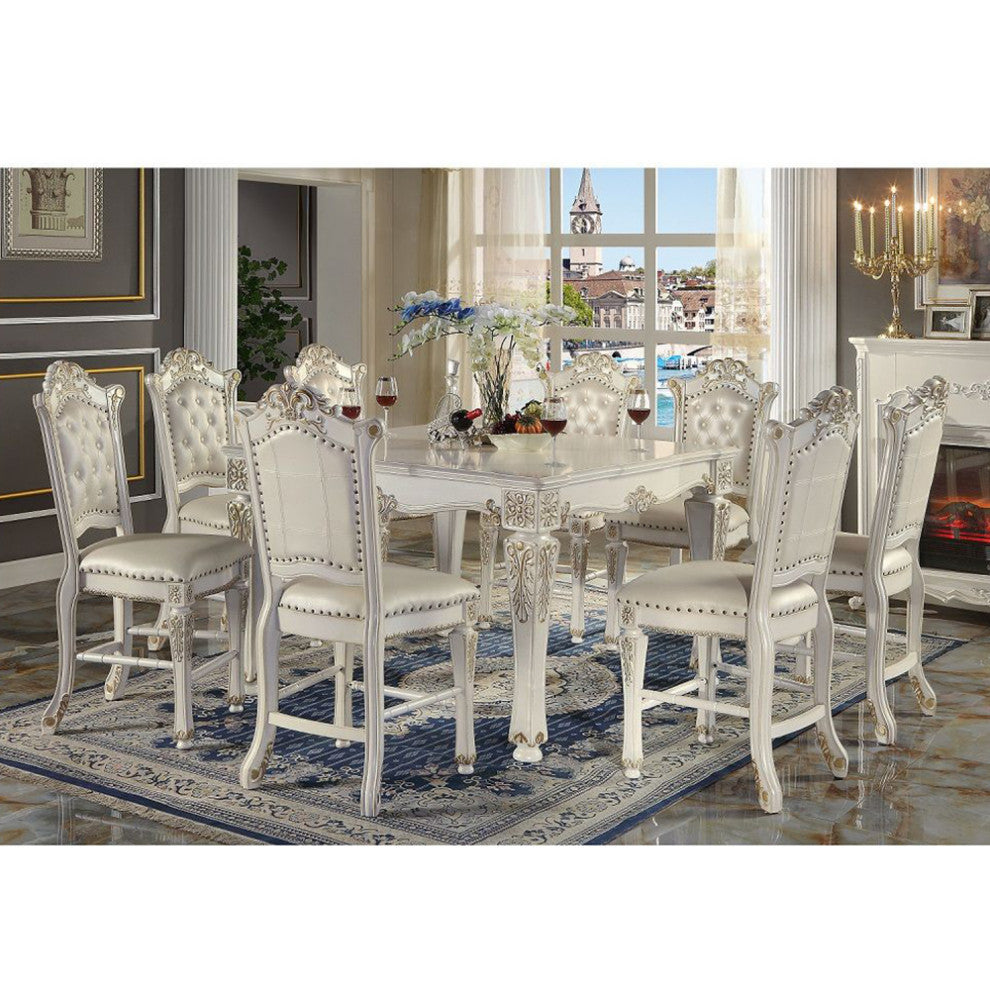 Wood Counter Height Table, Antique Pearl Finish