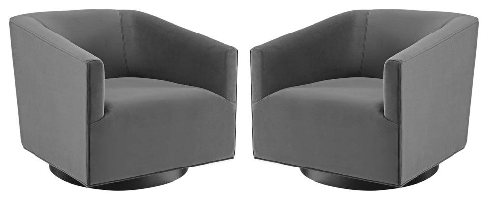 Twist Swivel Chair Performance Velvet Set of 2 - Gray