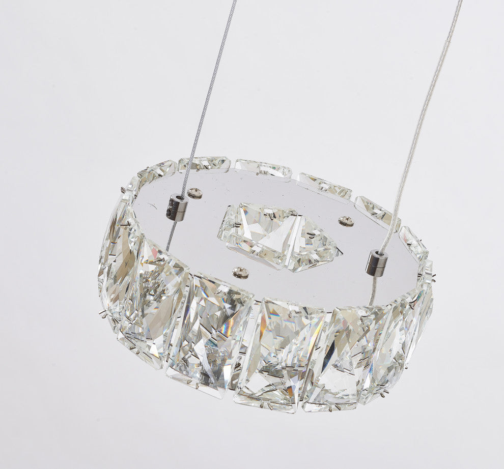 Round Clear Crystal Covered Single Pendant Light