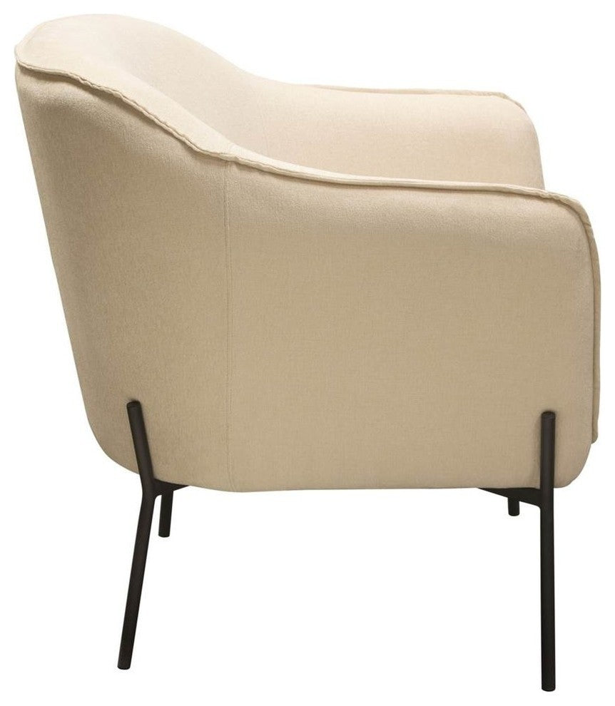 Status Accent Chair, Cream Fabric With Black Powder Coated Metal Leg