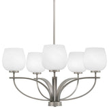 Cavella 5 Light Chandelier, Graphite Finish, 6" White Marble Glass