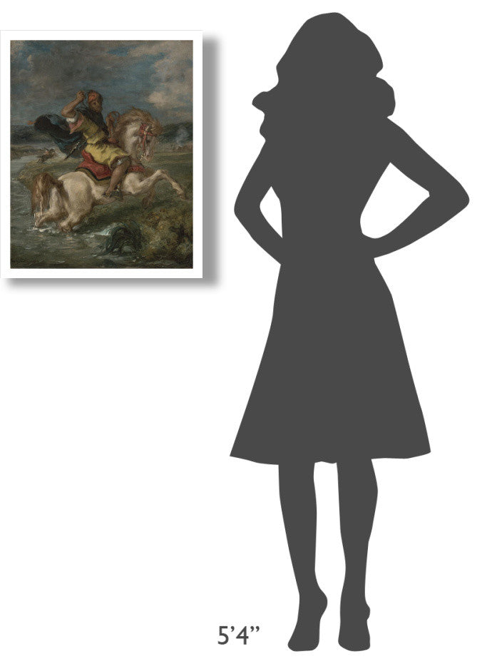 "Moroccan Horseman Crossing a Ford" Paper Print by Eugene Delacroix, 22"x26"