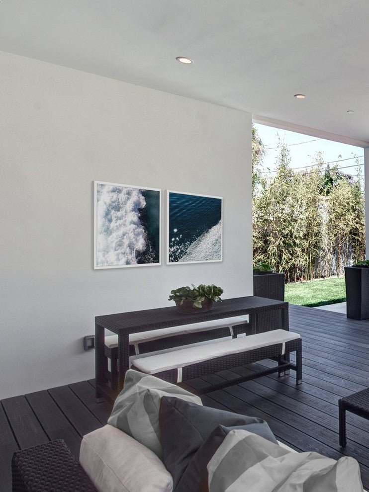 "Beach Waves" Framed Painting Diptych, 64"x32"