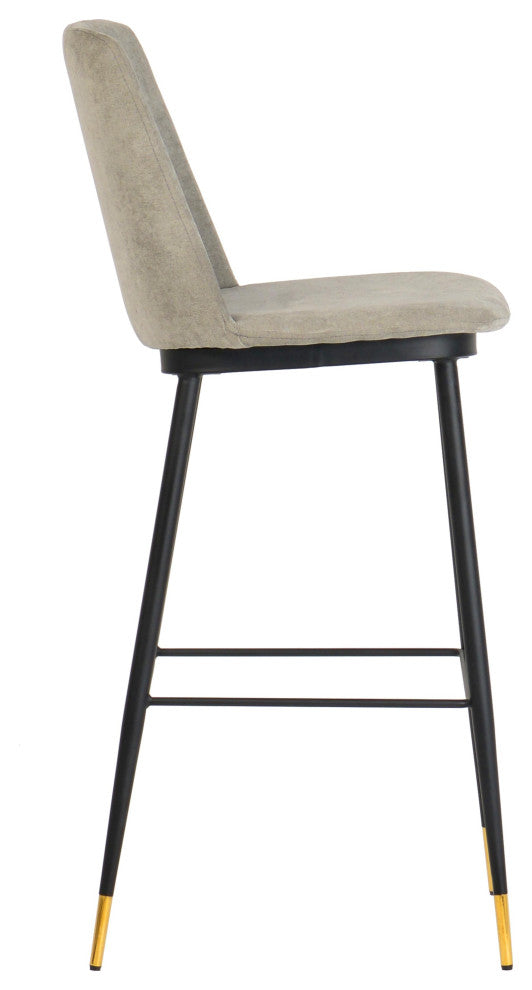 Evora Velvet Counter Stool, Set of 2, Gray