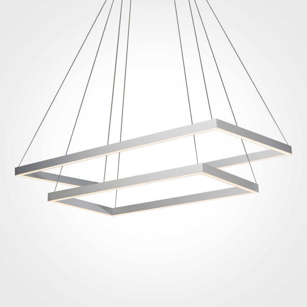 Atria Duo LED Adjustable 2-Tier Chandelier, Silver