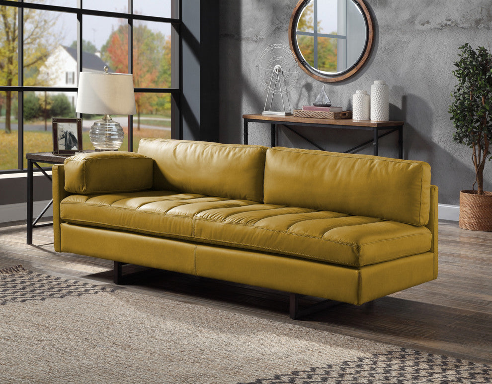 Upholstered Sofa With Track Arm, Turmeric Finish