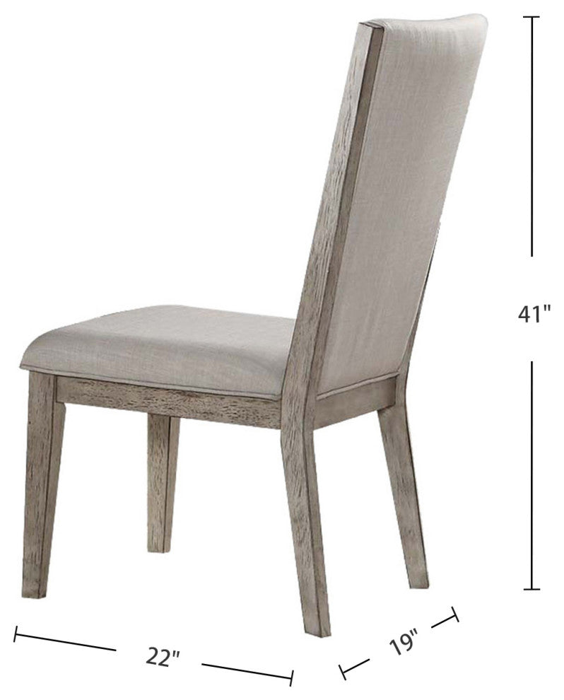 Set of 2 Fabric Side Chair, Gray Oak Finish