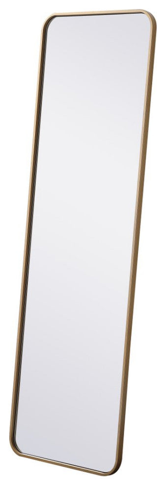 Ellis Soft Corner Metal Rectangular Mirror, Brass, 18"x60"