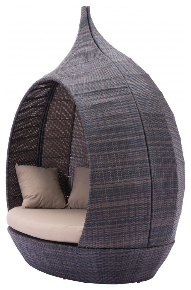 Teardrop Shaped Brown and Beige Daybed