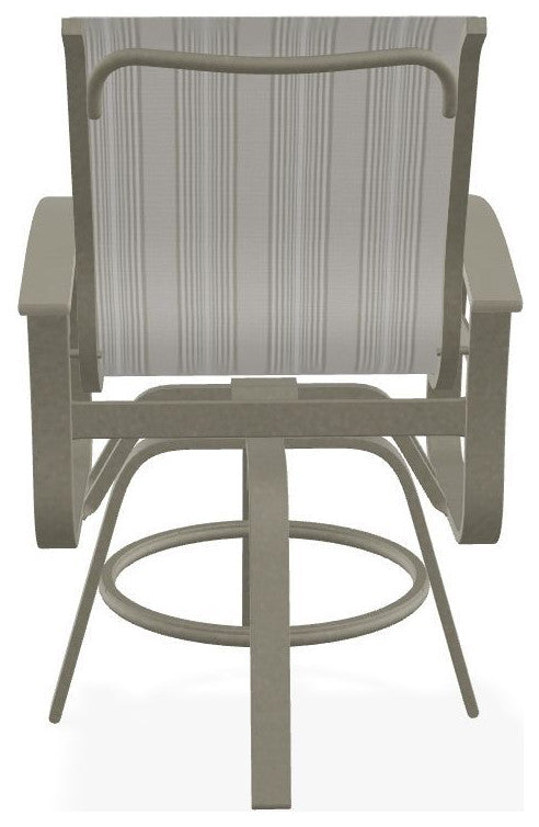 Belle Isle Sling Balcony Height Outdoor Swivel Chair, Harbor/Storm