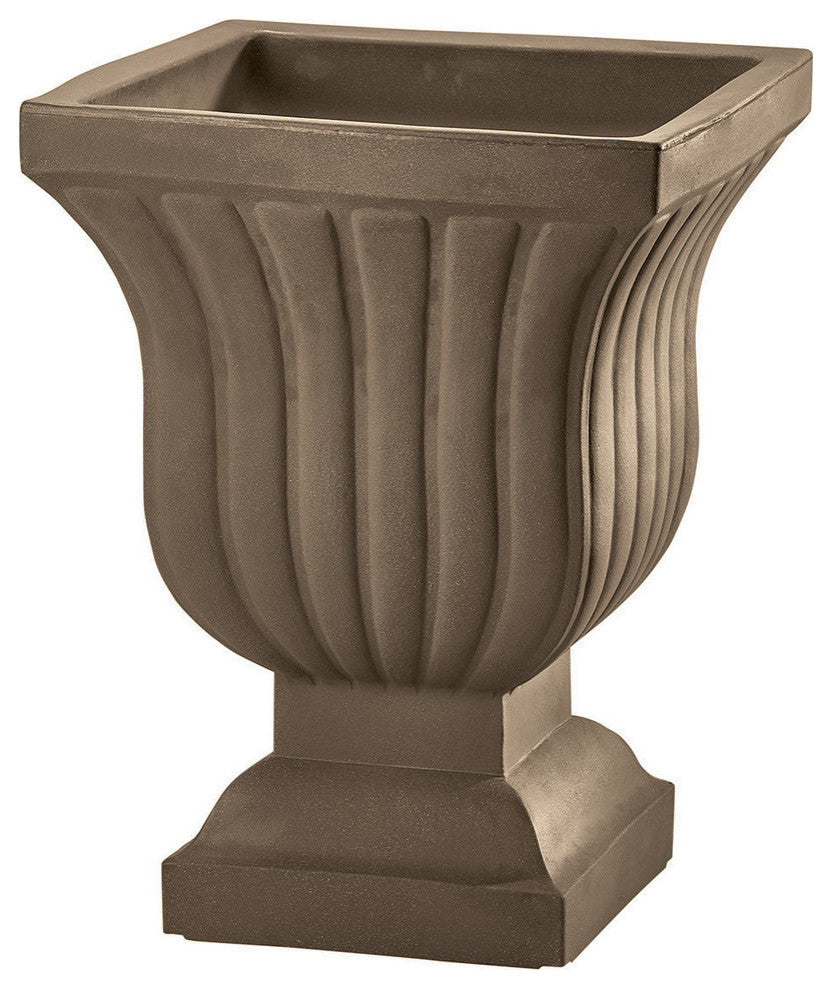 Leyla Double Walled Large Urn Planter - 22" W x 28" H, Mocha