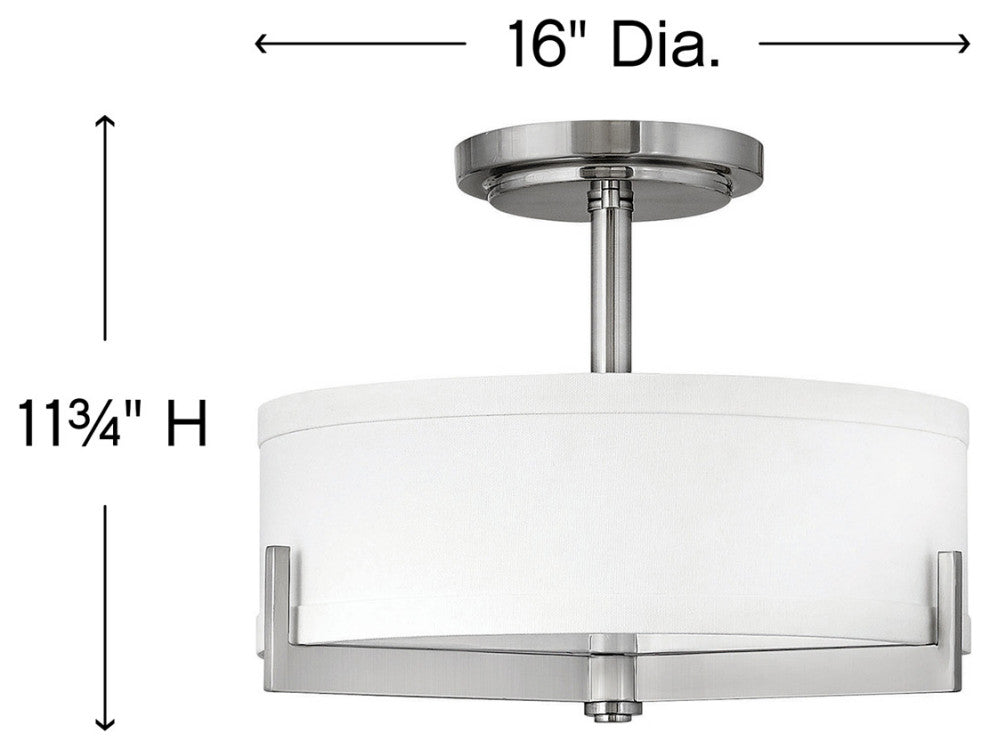 Hinkley Hayes Medium Semi-Flush Mount, Brushed Nickel