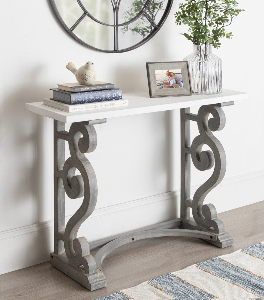 Wyldwood Wood Console Table, White/Gray 42x14x30