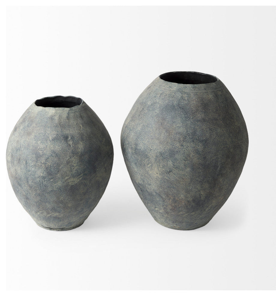 Gobi 20Lx23H Small Gray Ceramic Oval Vase