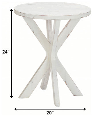 Rustic Modern White RoundxBase End Table
