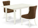 3Pc Kitchen Set, 2 Parson Chairs, Butterfly Leaf Kitchen Table, Linen White