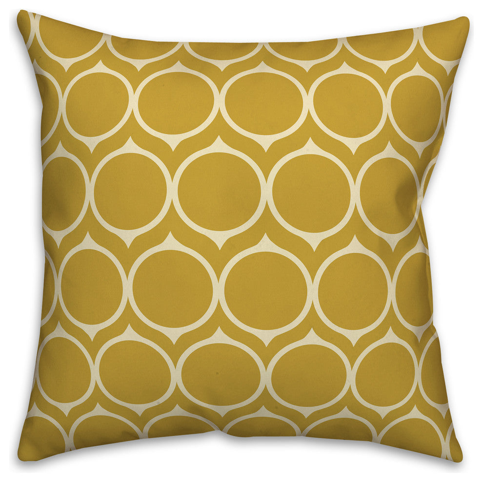 Mustard Mid Mod Circles 18x18 Throw Pillow Cover