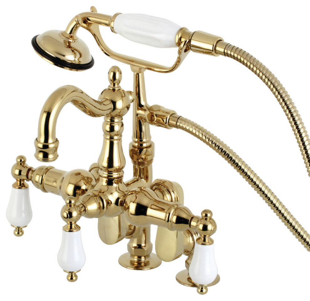 CC6015T2 Clawfoot Tub Faucet With Hand Shower, Polished Brass