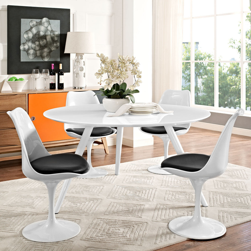 Modway Lippa 54" Round Wood Top Dining Table With Tripod Base, White