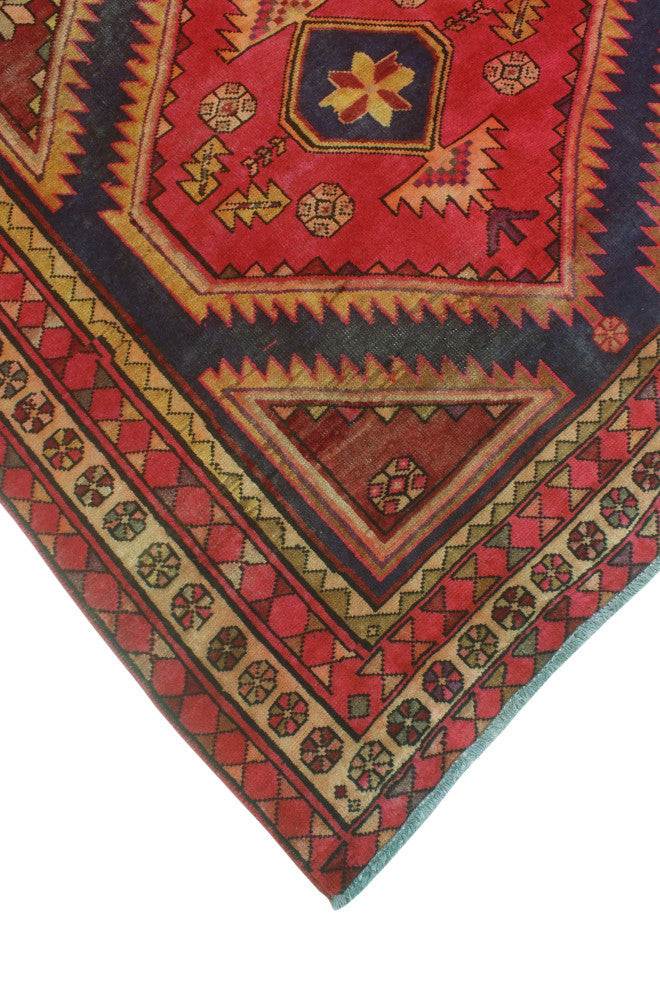 Fine Vintage Distressed Bruno Red/Gold Runner, 4'8x9'9