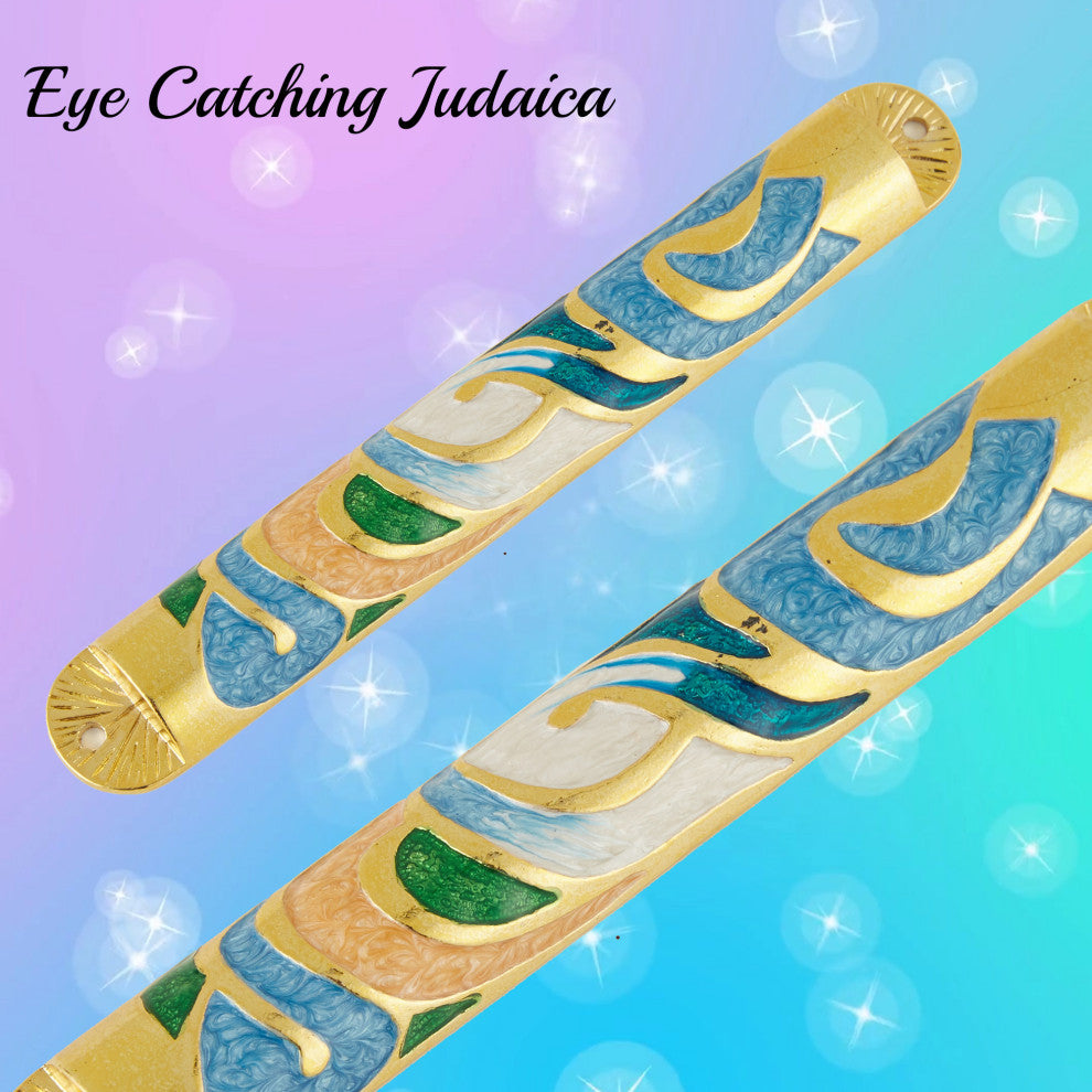 Matashi Gold Hand Painted Enamel 6'' Mezuzah
