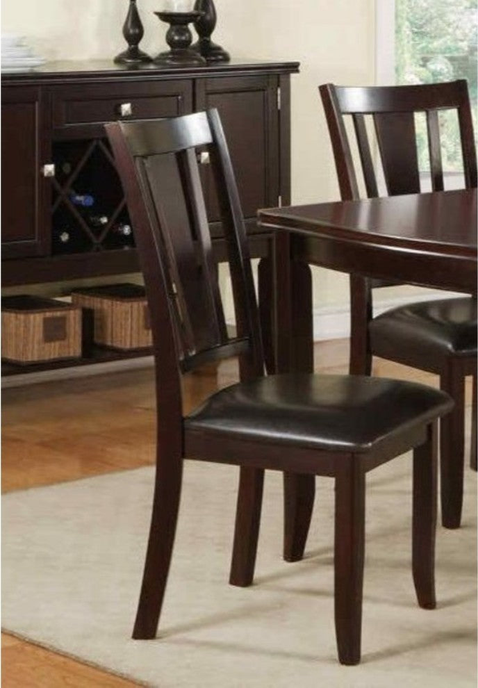 Benzara BM171509 Rubber Wood Dining Chair With Upholstered Seat, Set of 2, Brown