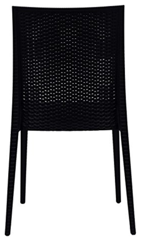LeisureMod Weave Mace Indoor/Outdoor Dining Chair, Armless, Set of 2